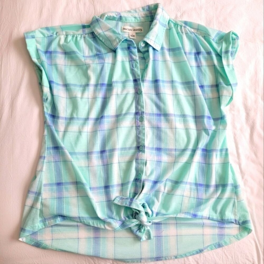 NEW YORK LAUNDRY Womens 100%Cotton Plaid Shirt Size Large